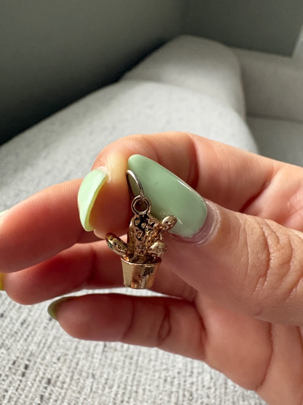 Gold Cactus Plant Charm Pendant - Women Jewelry